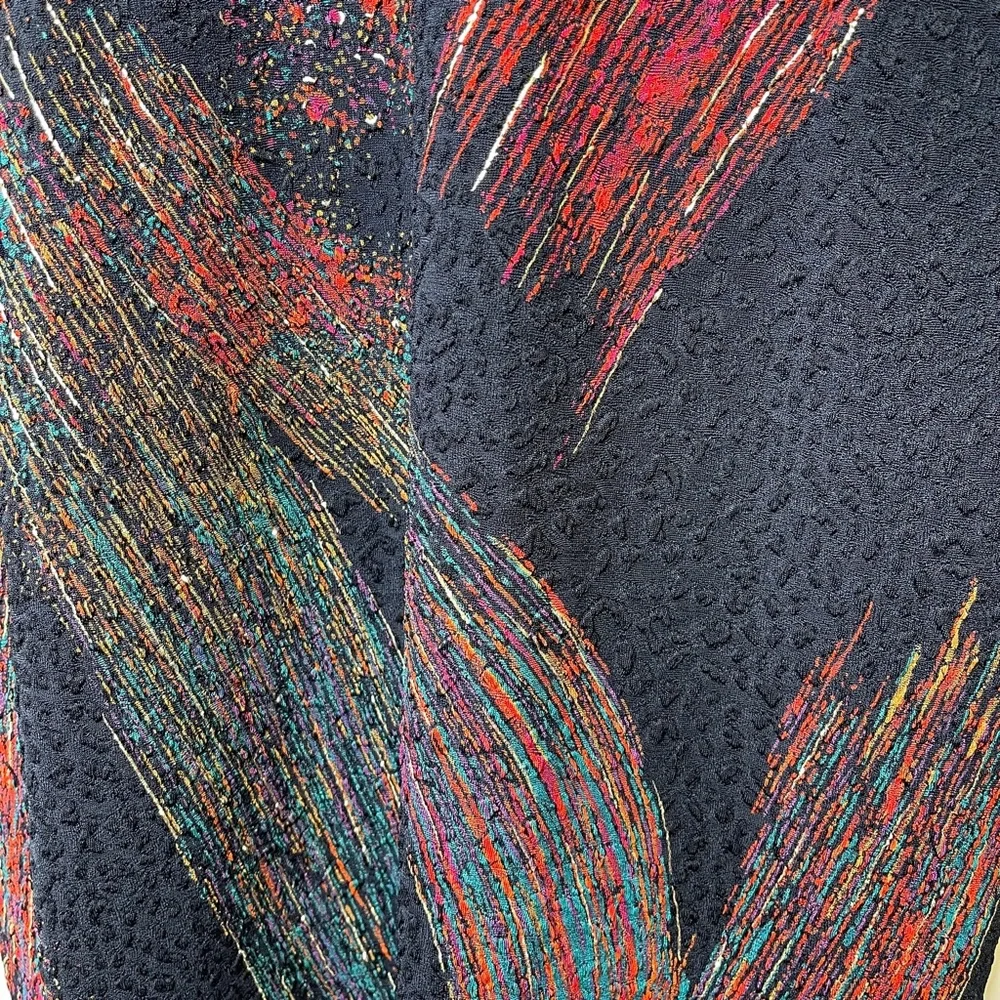 A Touch Of Class | VTG Metallic Brush Stroke Abstract Print Open Front Cardigan
